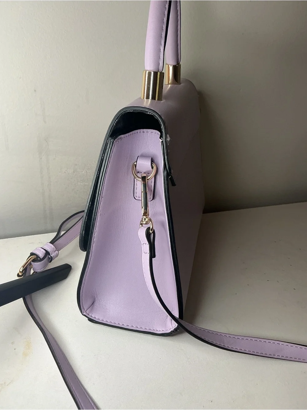 ALDO Lilac Crossbody Tote Handle Bag with Gold Butterfly Chain and Charms